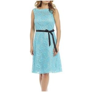 NWOT Calvin Klein Lace Belted Fit & Flare Dress